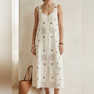 Tango Mango Rayon Embroidered Patchwork Midi Dress XL Boho Floral Cottagecore